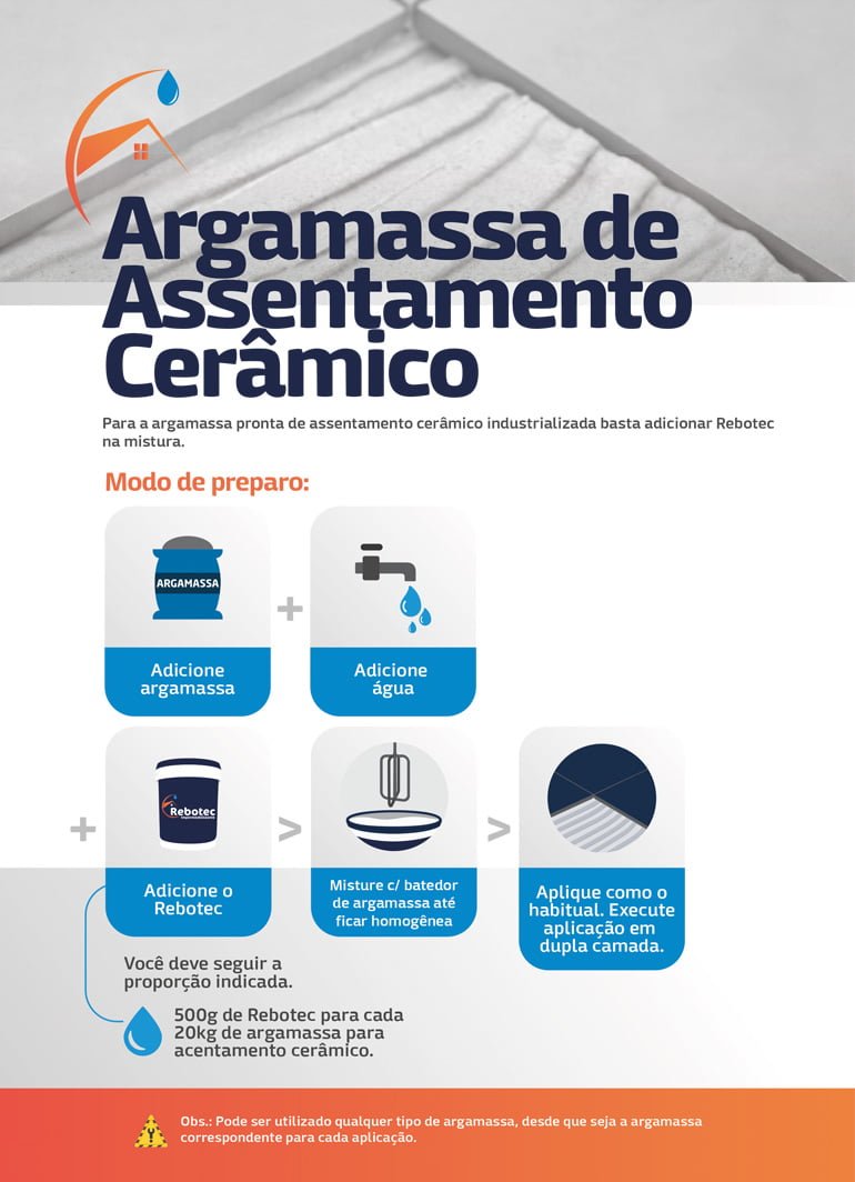 como fazer argamasse de assentamento ceramico com rebotec