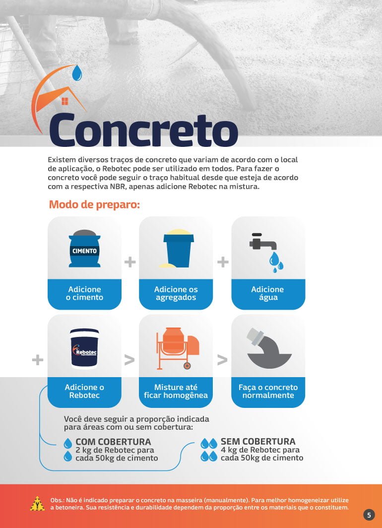 como fazer concreto com rebotec