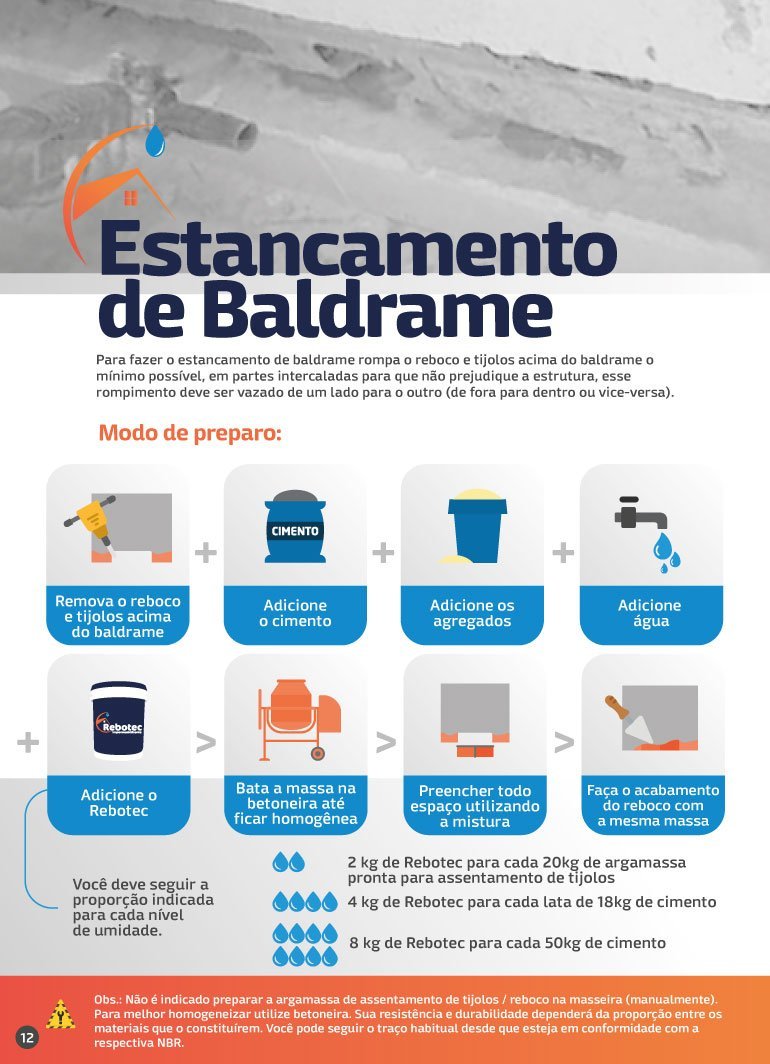 como fazer estancamento de baldrame com Rebotec